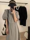 aboutmoon Korean-style shirt collar simple and elegant dress in stock details Picture